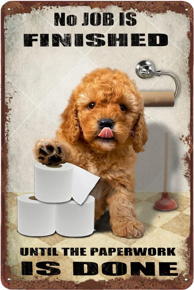 Farming Jobs - Goldendoodle chien salle de bain étain